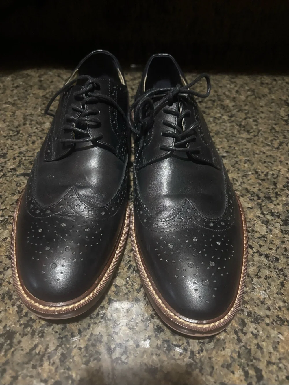 Banana Republic Black Leather Wingtip Brogues with Tan Welt